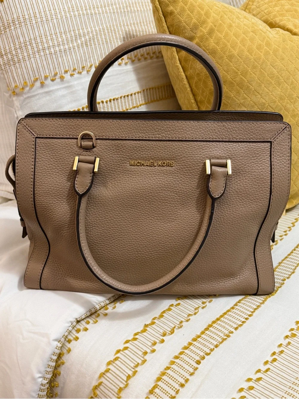 MICHAEL KORS khaki Leather Satchel Bag